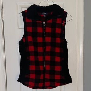 Chaps Red and Black Plaid Vest